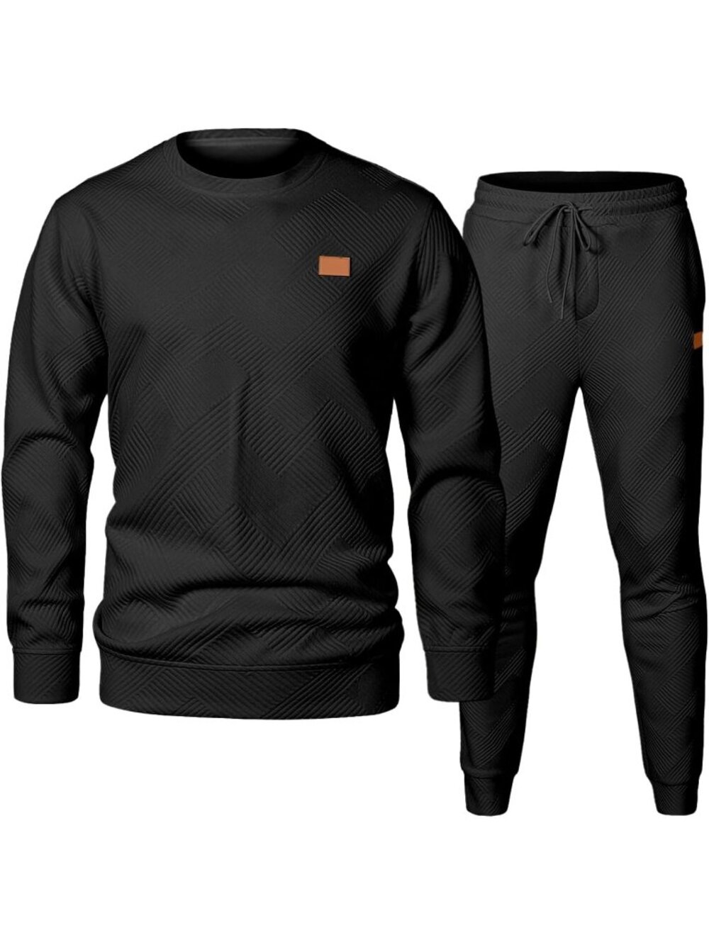 Men's 2 Piece Sets Black Sweatsuits Casual Long Sleeve Sweatpants Fall Outdoor